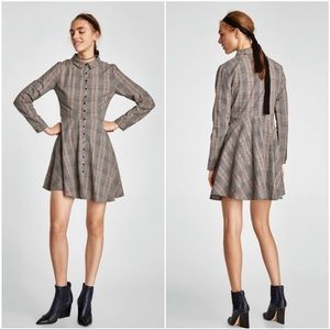 Zara Button Down “Dolly” Dress - Grey Plaid Design, Size Medium